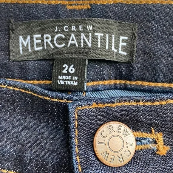 J. Crew Mercantile Women's Skinny Jeans Size 26 Actual 28X29 Dark Wash Stretch - Picture 4 of 16